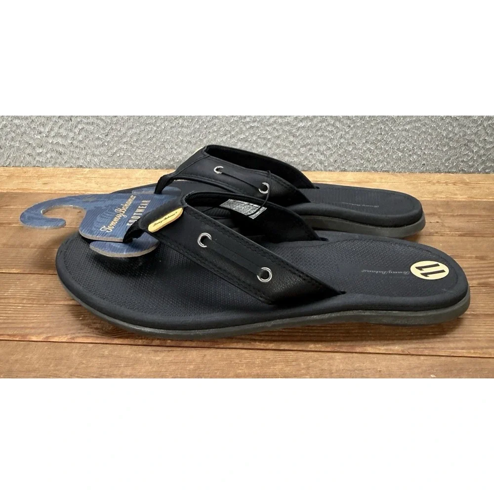 Tommy Bahama Sandals Mens 11 Black TBF Coast Flip Flops Beach Summer Casual NEW